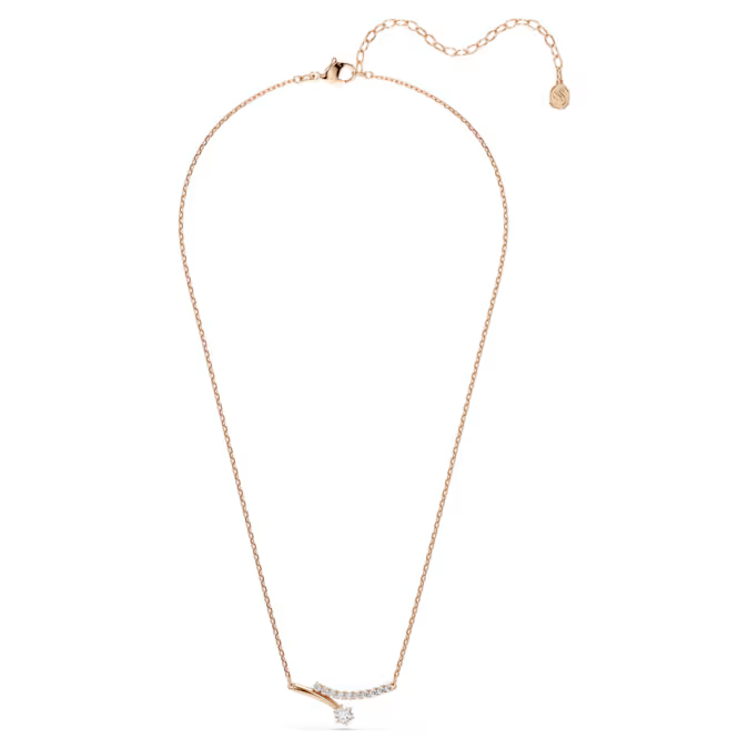 Matrix necklace Round cut, White, 18K rose gold finish