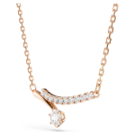 Matrix necklace Round cut, White, 18K rose gold finish