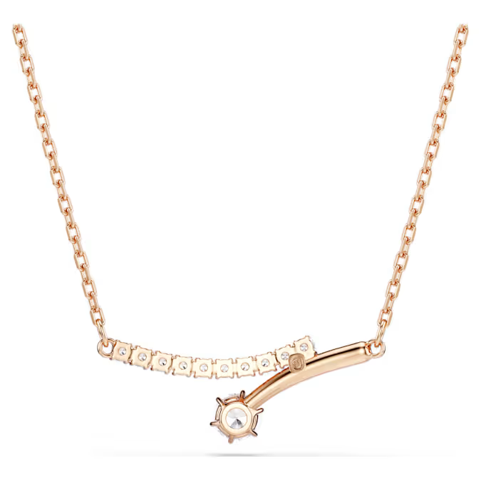 Matrix necklace Round cut, White, 18K rose gold finish