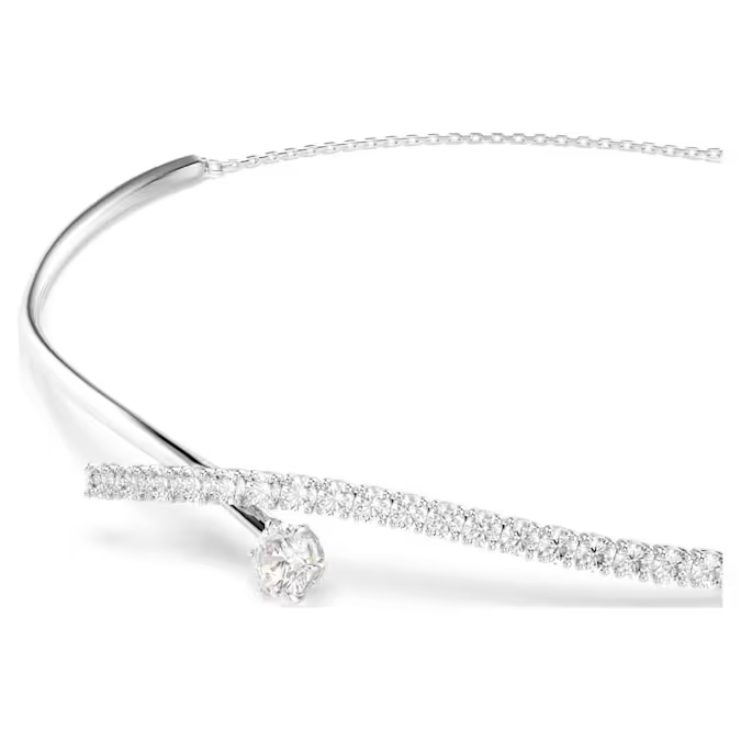 Matrix necklace Round cut, White, Rhodium plated