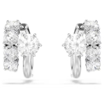 Matrix hoop earrings Round cut, White, Rhodium plated