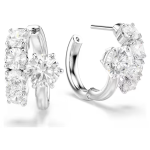 Matrix hoop earrings Round cut, White, Rhodium plated