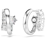 Matrix hoop earrings Round cut, White, Rhodium plated