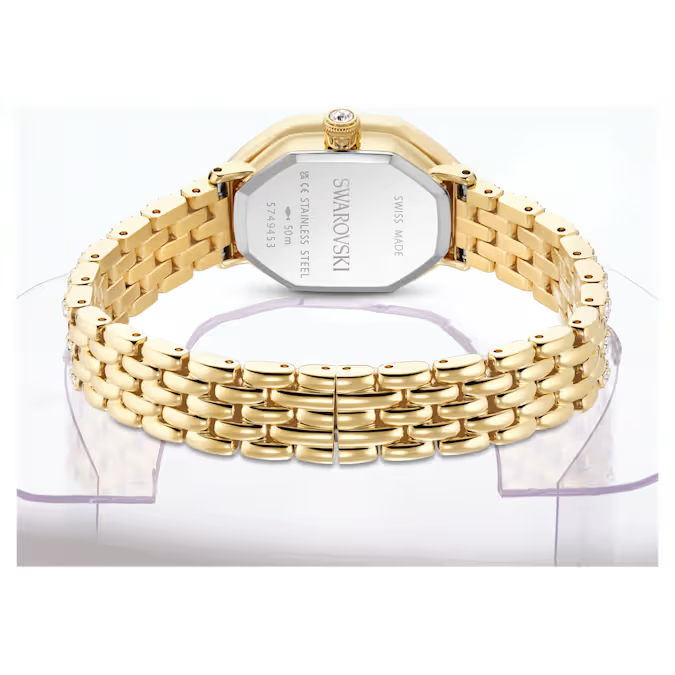 Dextera octagon watch Swiss Made, Metal bracelet, Gold tone, Gold-tone finish