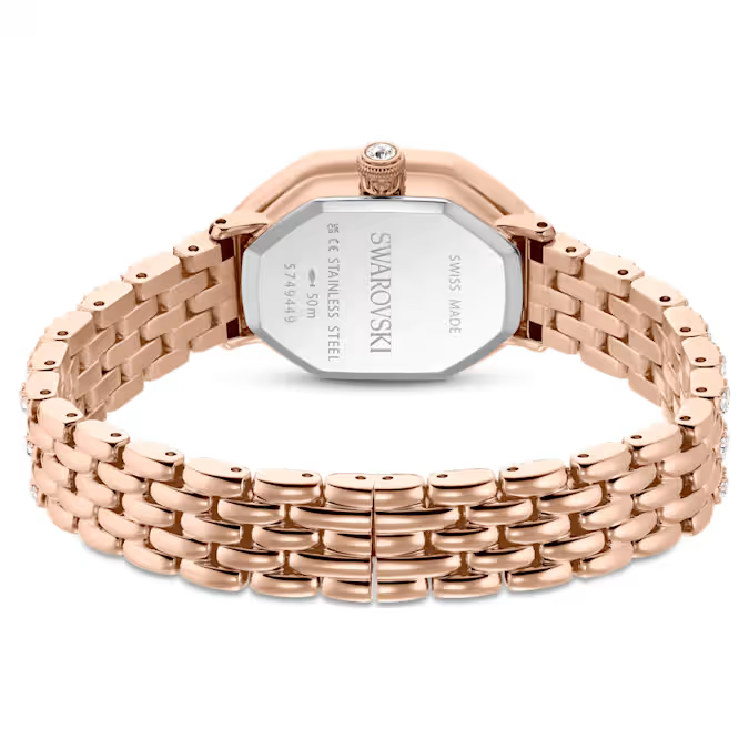 Dextera octagon watch Swiss Made, Metal bracelet, Rose gold tone, Rose gold-tone finish