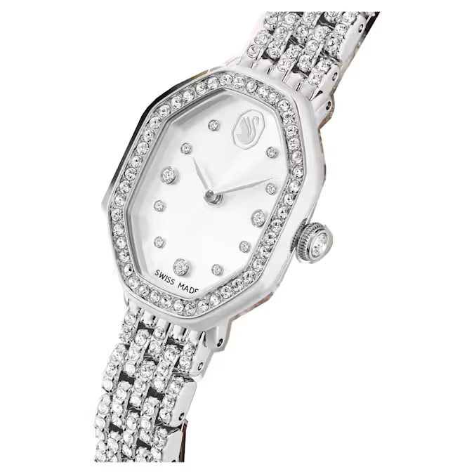 Dextera octagon watch Swiss Made, Metal bracelet, Silver tone, Stainless steel