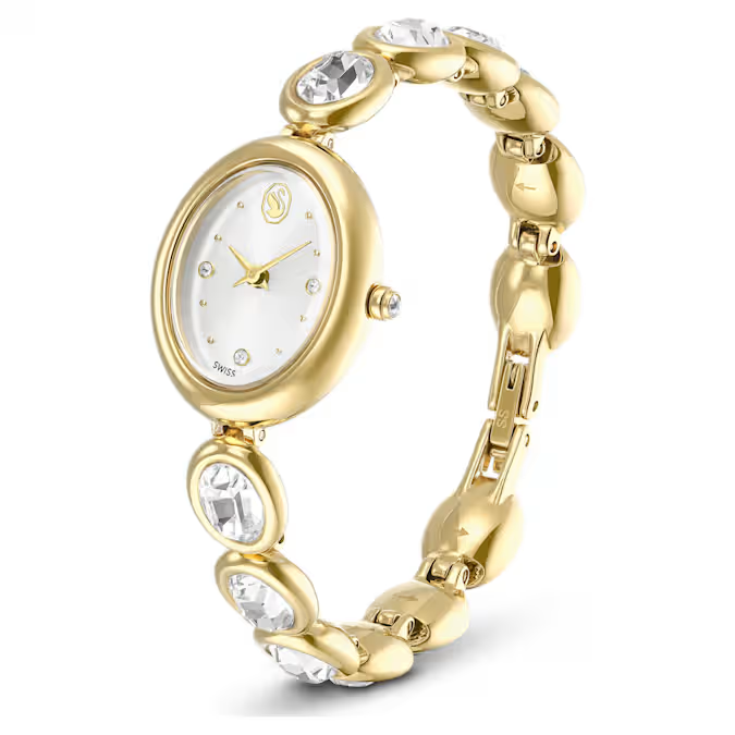 Imber oval watch Swiss Made, Metal bracelet, Gold tone, Gold-tone finish