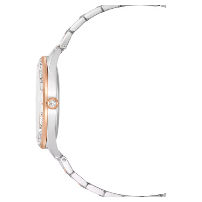 Matrix date watch Swiss Made, Metal bracelet, Rose gold tone, Mixed metal finish
