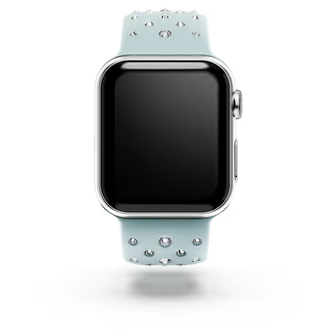 Watch strap Silicone with stitching, Green, Stainless steel