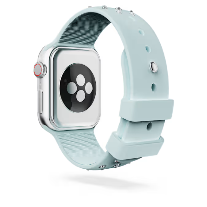 Watch strap Silicone with stitching, Green, Stainless steel