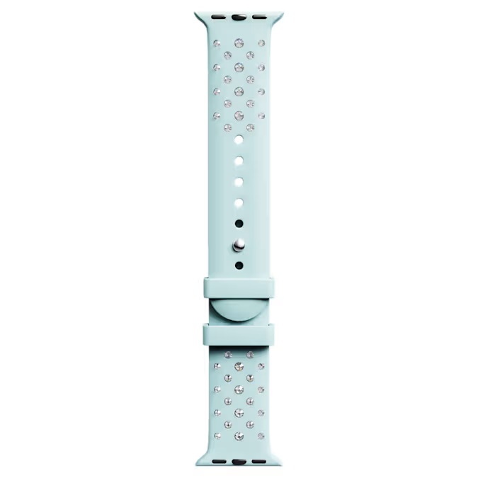 Watch strap Silicone with stitching, Green, Stainless steel