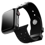 Watch strap Silicone with stitching, Black, Stainless steel