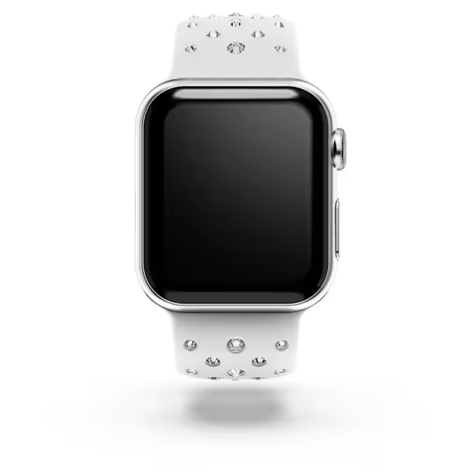 Watch strap Silicone with stitching, Gray, Stainless steel