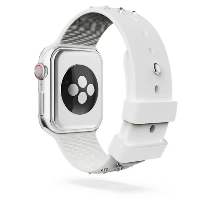 Watch strap Silicone with stitching, Gray, Stainless steel