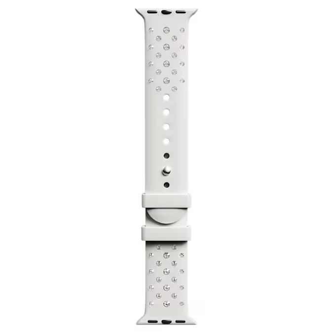 Watch strap Silicone with stitching, Gray, Stainless steel