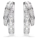 Vienna hoop earrings Mixed cuts, White, Rhodium plated
