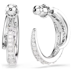 Vienna hoop earrings Mixed cuts, White, Rhodium plated