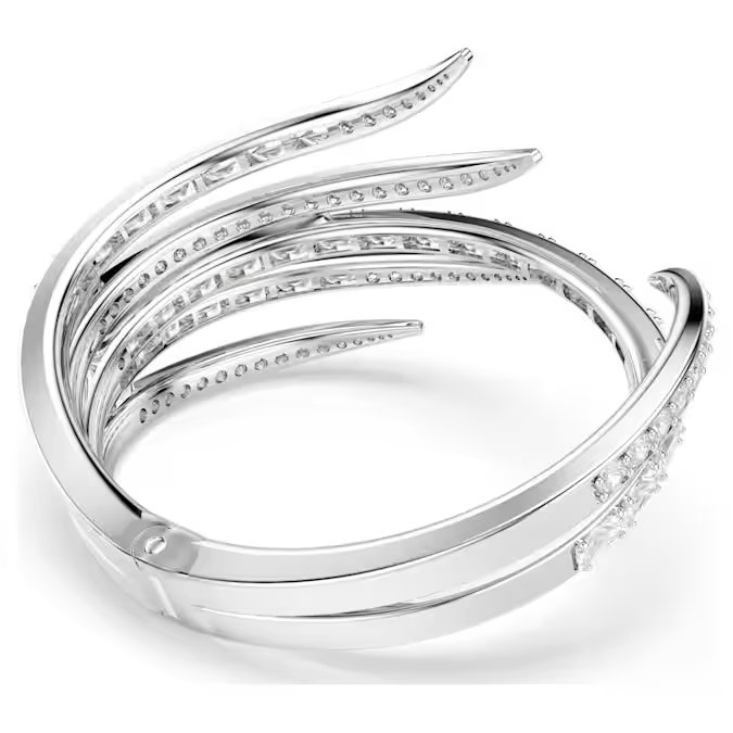 Vienna bangle Mixed cuts, White, Rhodium plated