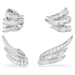 Vienna ear cuffs Mixed cuts, Swan, White, Rhodium plated