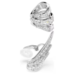 Vienna ear cuffs Mixed cuts, Swan, White, Rhodium plated