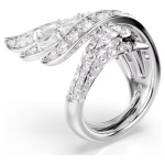 Vienna cocktail ring Mixed cuts, Swan, White, Rhodium plated
