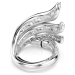 Vienna cocktail ring Mixed cuts, Swan, White, Rhodium plated