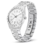 Matrix date watch Swiss Made, Metal bracelet, Silver tone, Stainless steel