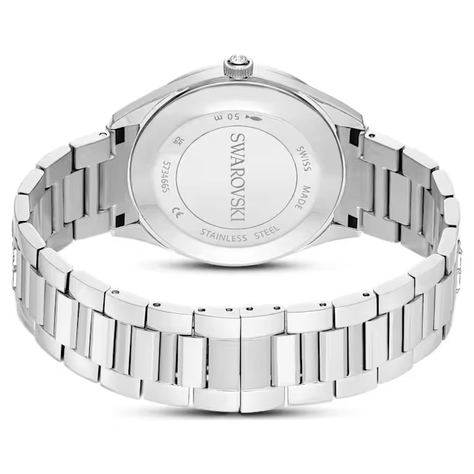 Matrix date watch Swiss Made, Metal bracelet, Silver tone, Stainless steel