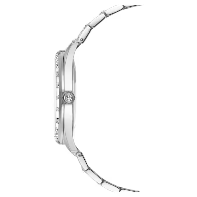 Matrix date watch Swiss Made, Metal bracelet, Silver tone, Stainless steel