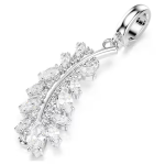 Vienna charm Mixed cuts, Feather, White, Rhodium plated