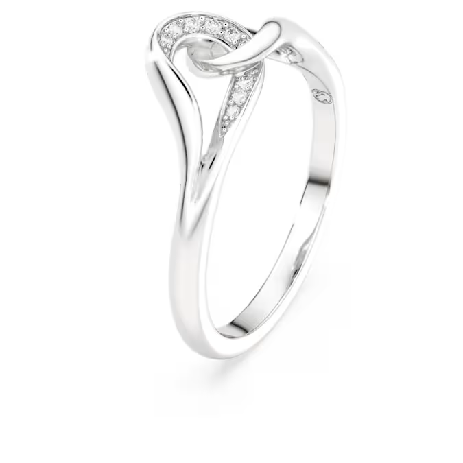 Classica ring Round cut, Interlocking, White, Sterling silver