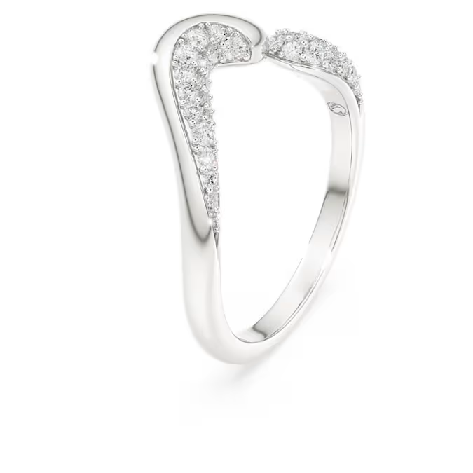 Classica open ring Round cut, White, Sterling silver