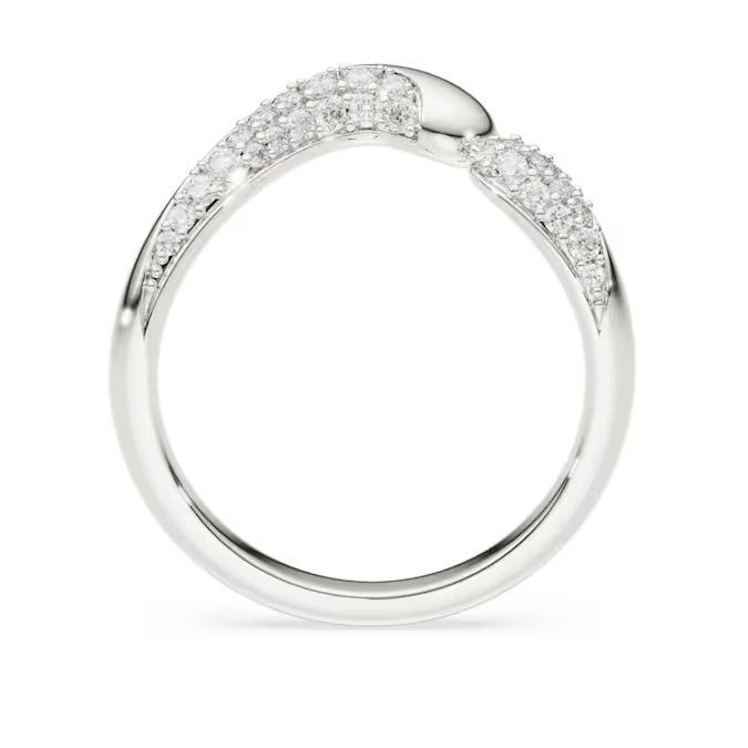 Classica open ring Round cut, White, Sterling silver