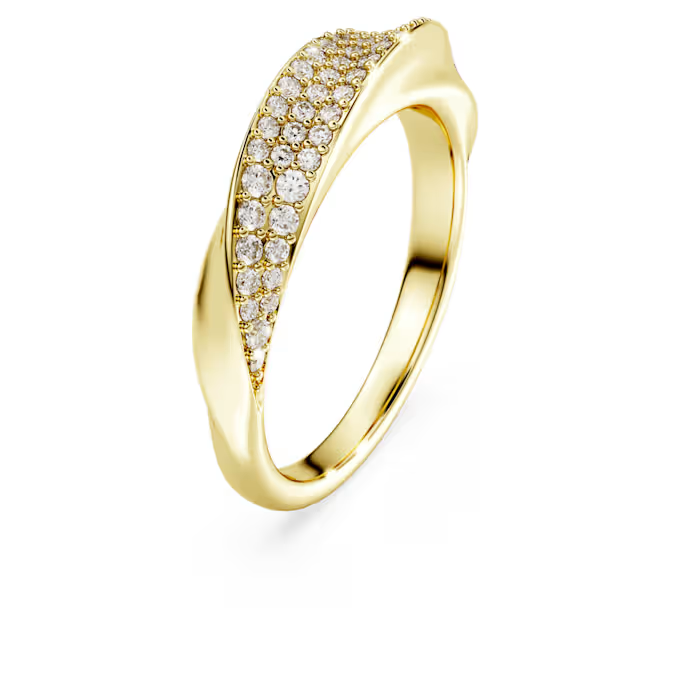 Classica band ring Round cut, White, Sterling silver, 18K gold finish