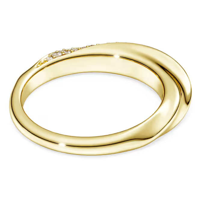 Classica band ring Round cut, White, Sterling silver, 18K gold finish