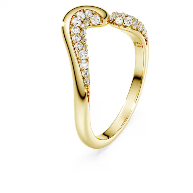 Classica open ring Round cut, White, Sterling silver, 18K gold finish