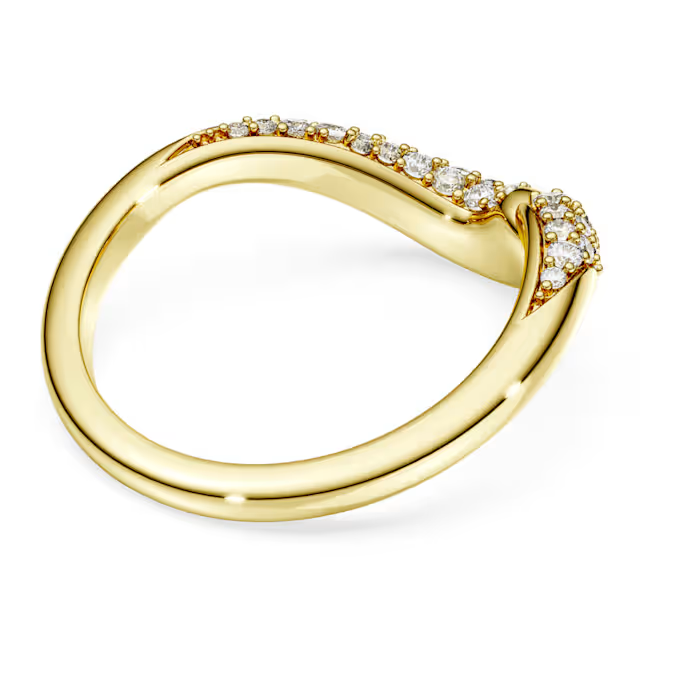 Classica open ring Round cut, White, Sterling silver, 18K gold finish