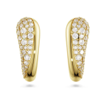 Classica hoop earrings Round cut, White, Sterling silver, 18K gold finish