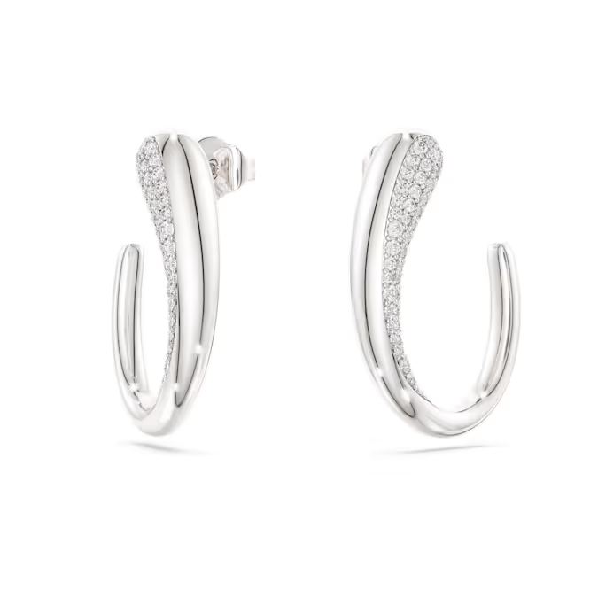 Classica hoop earrings Round cut, White, Sterling silver