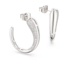 Classica hoop earrings Round cut, White, Sterling silver