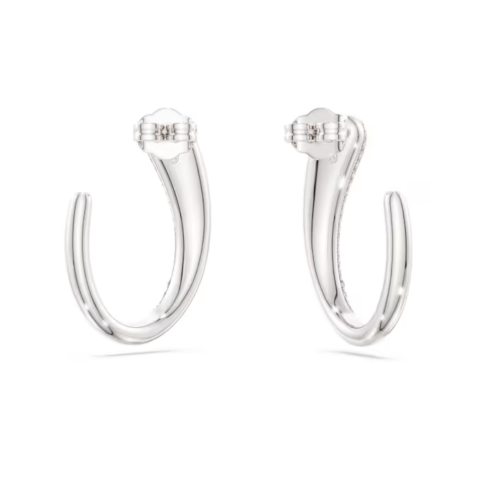 Classica hoop earrings Round cut, White, Sterling silver
