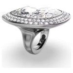 Una Angelic cocktail ring Cushion cut, White, Ruthenium plated