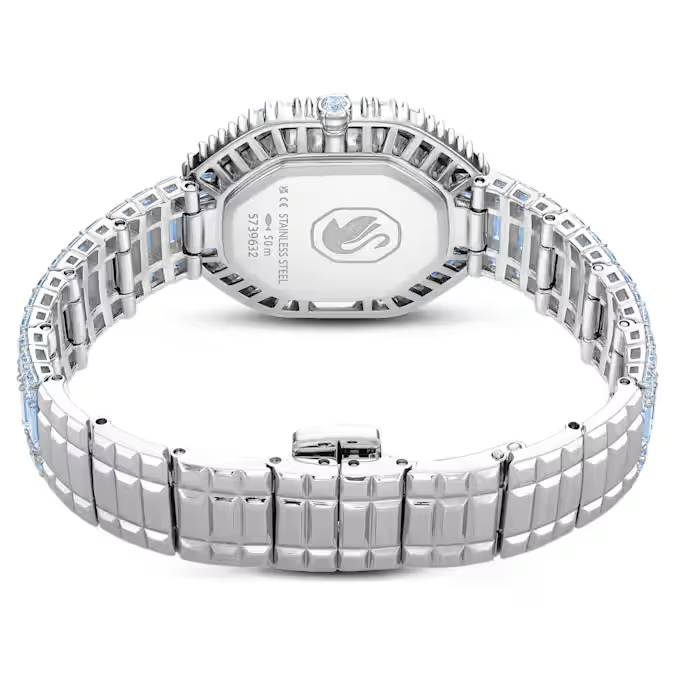 Matrix octagon watch Baguette cut, Metal bracelet, Blue, Stainless steel