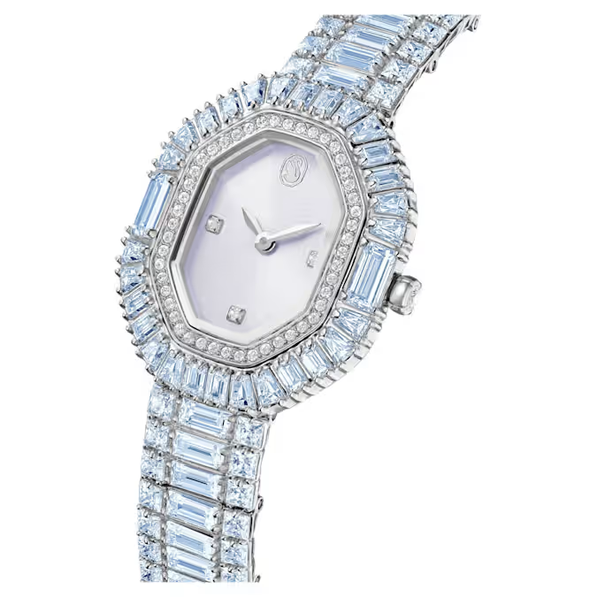 Matrix octagon watch Baguette cut, Metal bracelet, Blue, Stainless steel