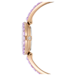 Matrix bangle watch Swiss Made, Crystal bracelet, Purple, Champagne gold-tone finish