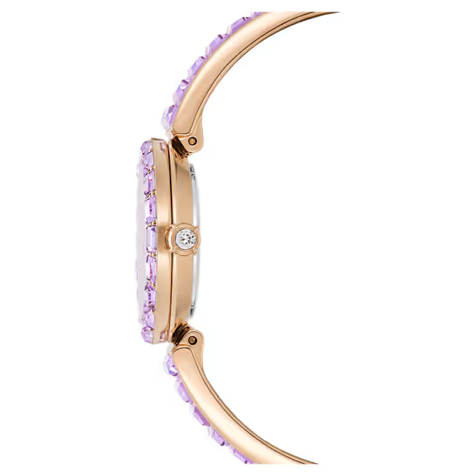Matrix bangle watch Swiss Made, Crystal bracelet, Purple, Champagne gold-tone finish