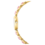 Idyllia Heart watch Crystal bracelet, Pink, Gold-tone finish