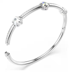 Chroma bangle Mixed cuts, Star, White, Rhodium plated