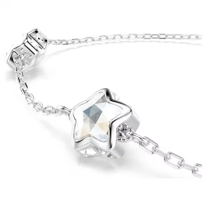 Chroma bracelet Star, White, Rhodium plated
