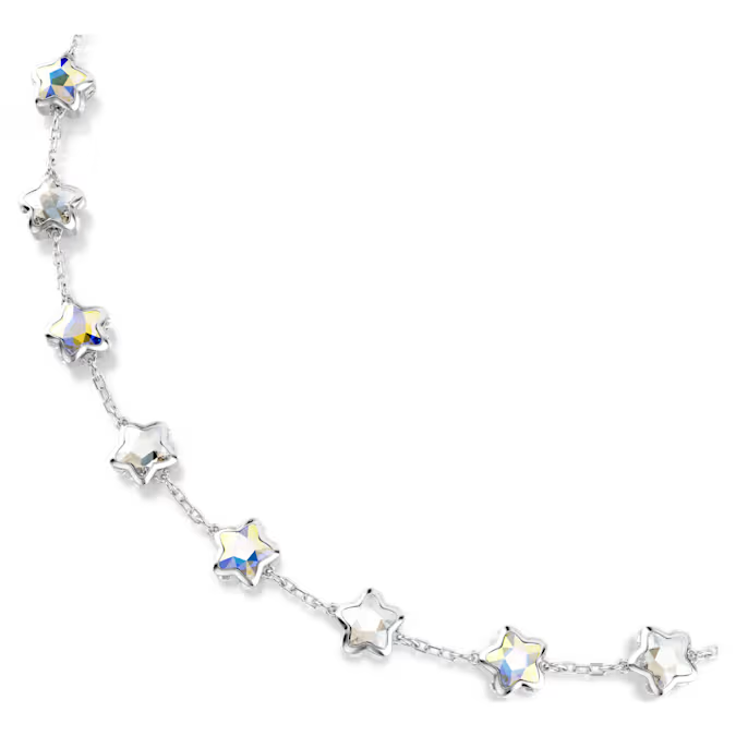 Chroma necklace Mixed cuts, Star, White, Rhodium plated